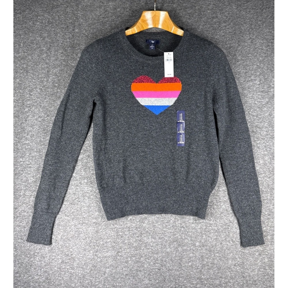 NWT Gap Factory Hart Intarsia Crewneck Sweater Women S Long Sleeve Pullover Cute